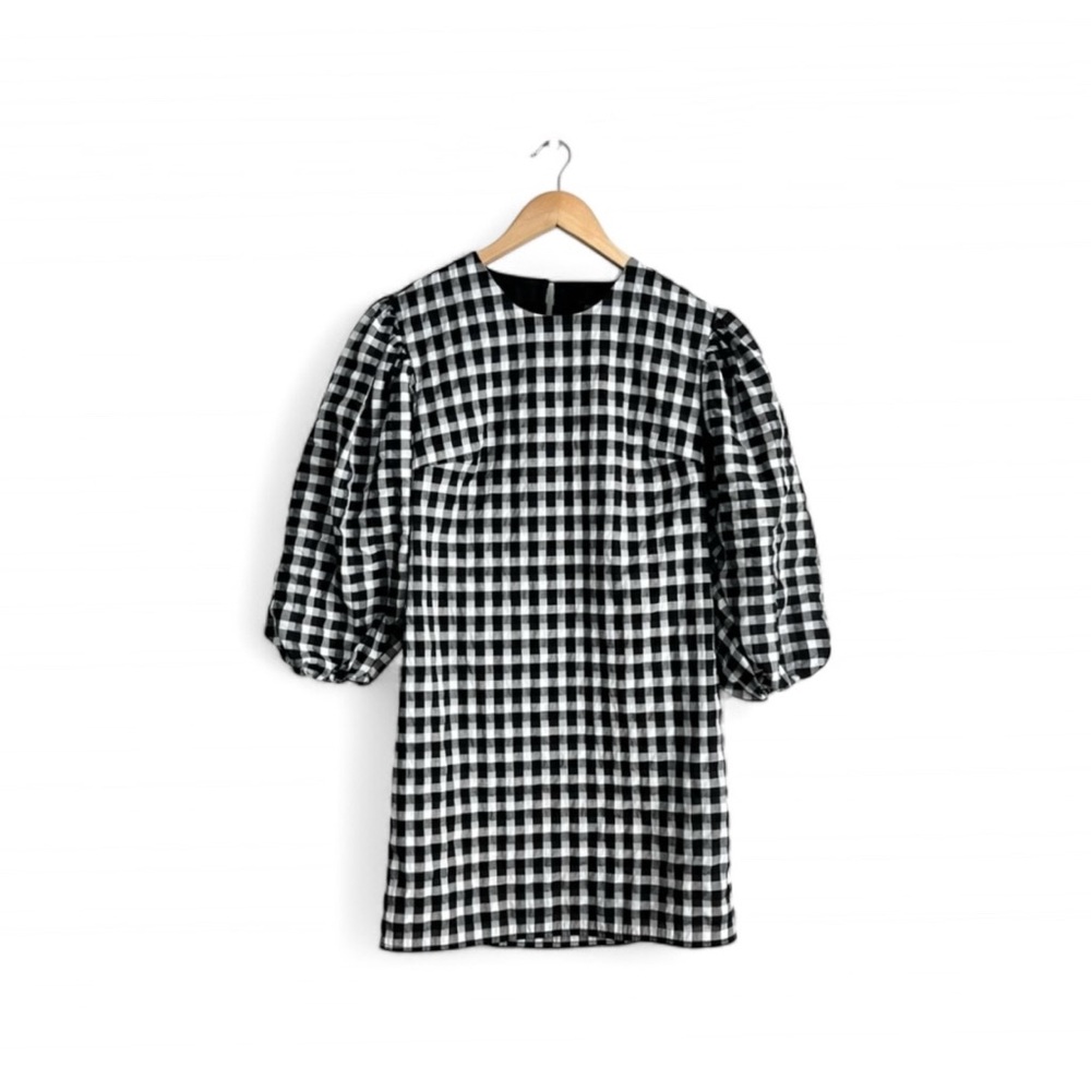 J. Crew Puff-Sleeve Mini Dress in Textured Plaid - Picture 4 of 10